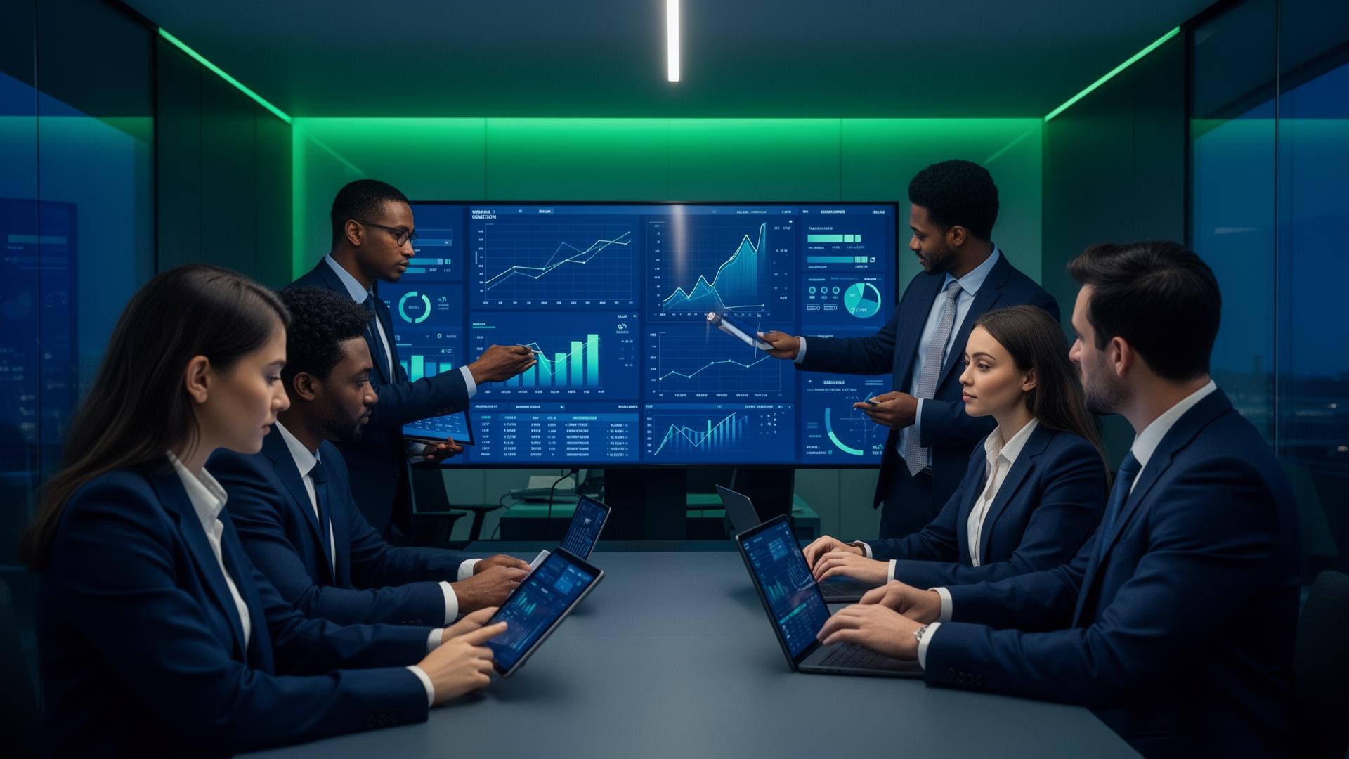 Equipo de consultoría EMP analizando indicadores financieros